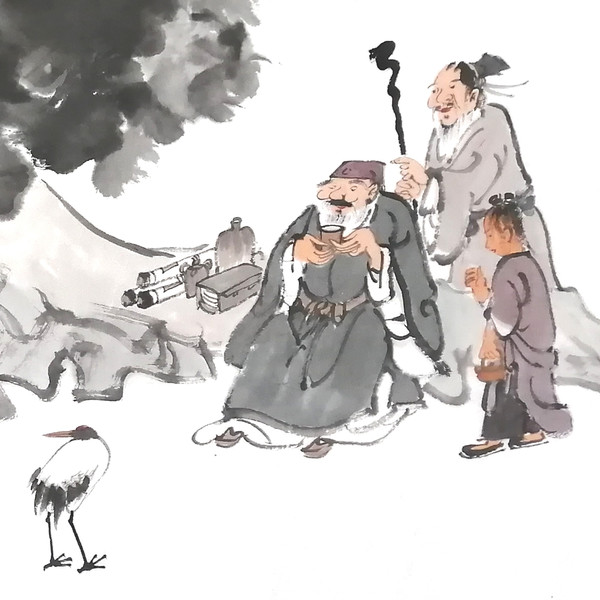 品茶图 局部图
