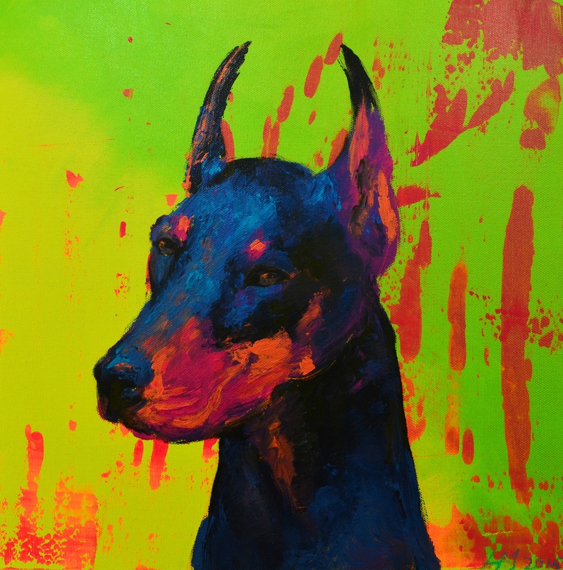 狗狗们的肖像画5 马海娇 油画 艺网 上艺网 购艺术