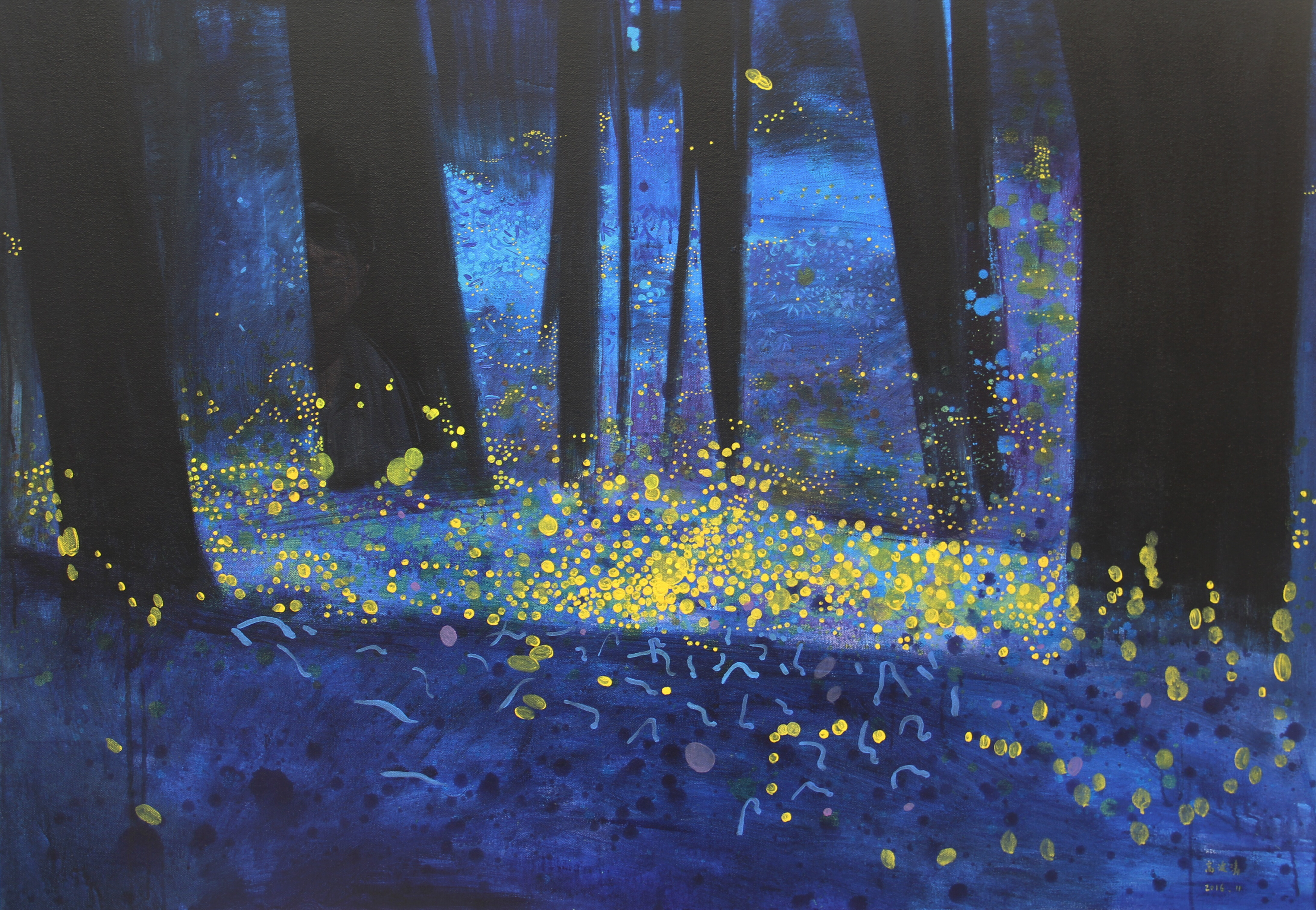油彩画 『螢火』 F10
